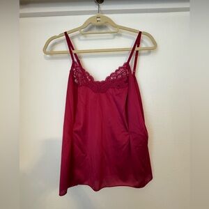 Vintage Vanity Fair Cranberry Color Lace Camisole- (S/M)